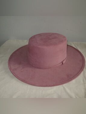 Bolero boater Tasha Dusty Rose Wide-Brim Suede Hat